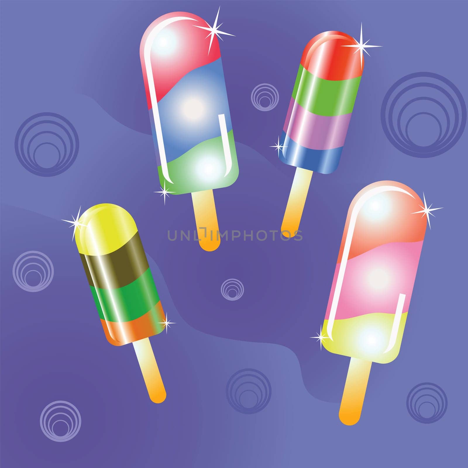 colorful illustration with ice cream for your design