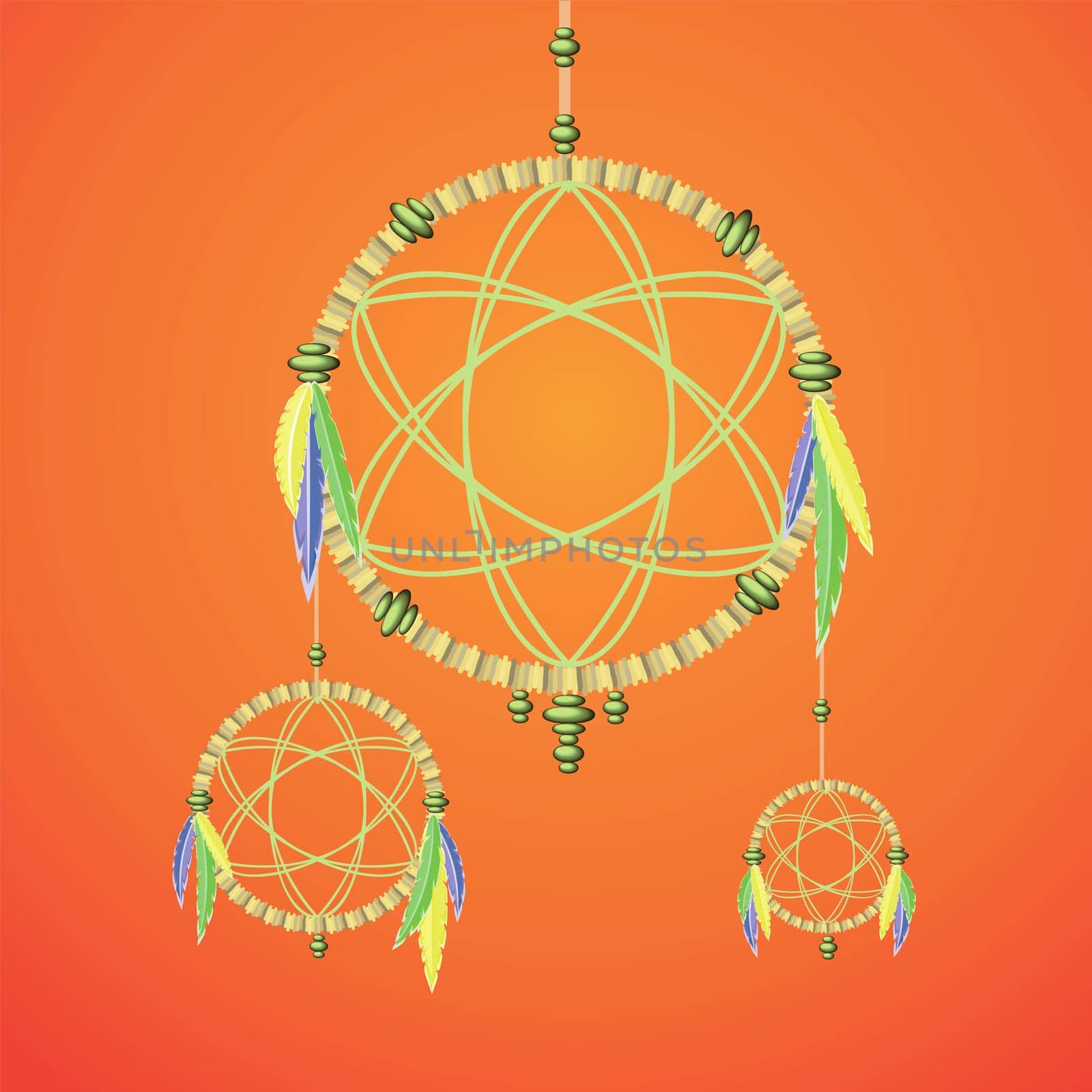 colorful illustration with dream catcher for your design