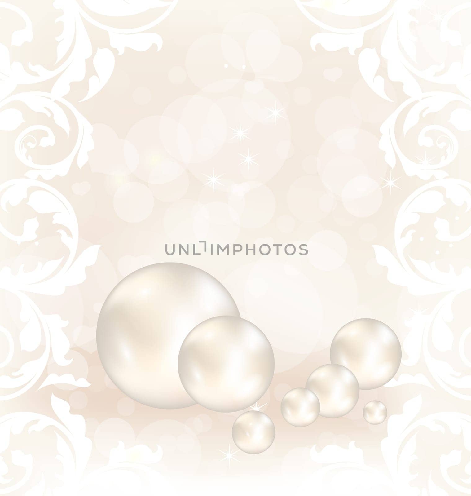 Illustration romantic card with set pearl - vector