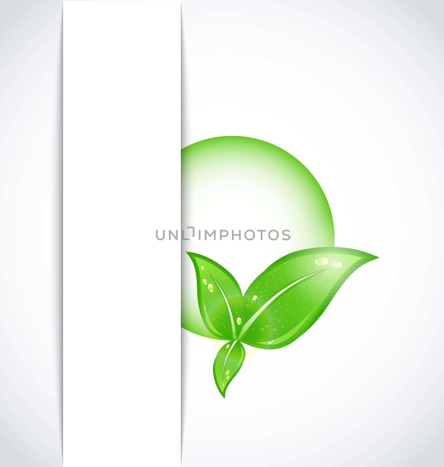Illustration green leaves with bubble sticking out of the cut paper - vector