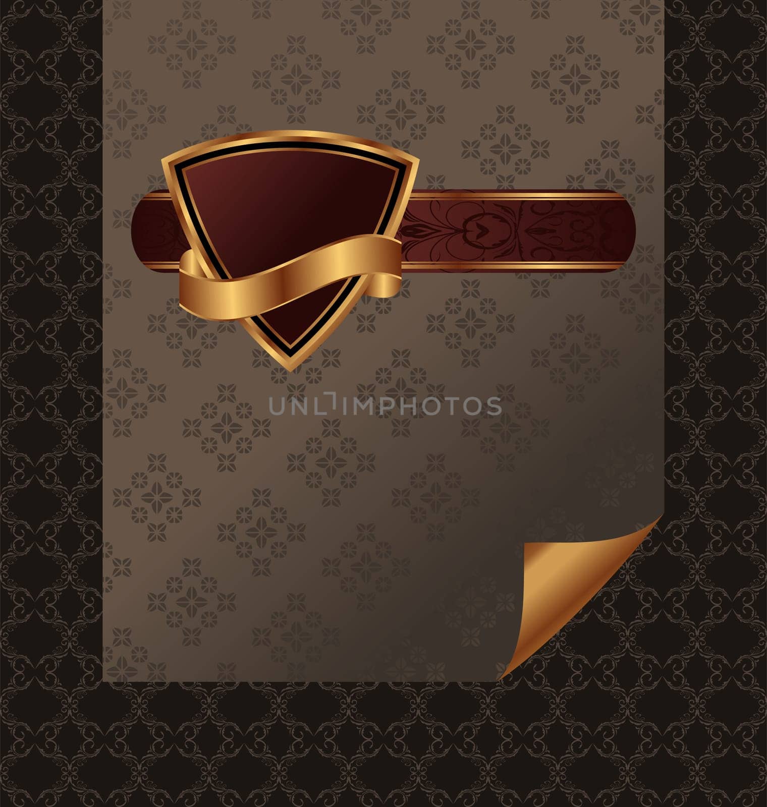 Illustration vintage background with shield - vector