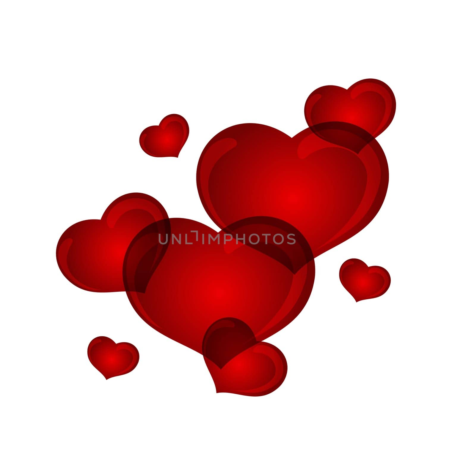 Illustration set valentine hearts isolated - vector