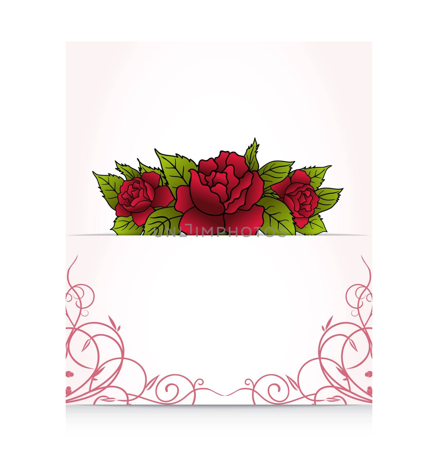 Illustration romantic letter with bouquet roses - vector