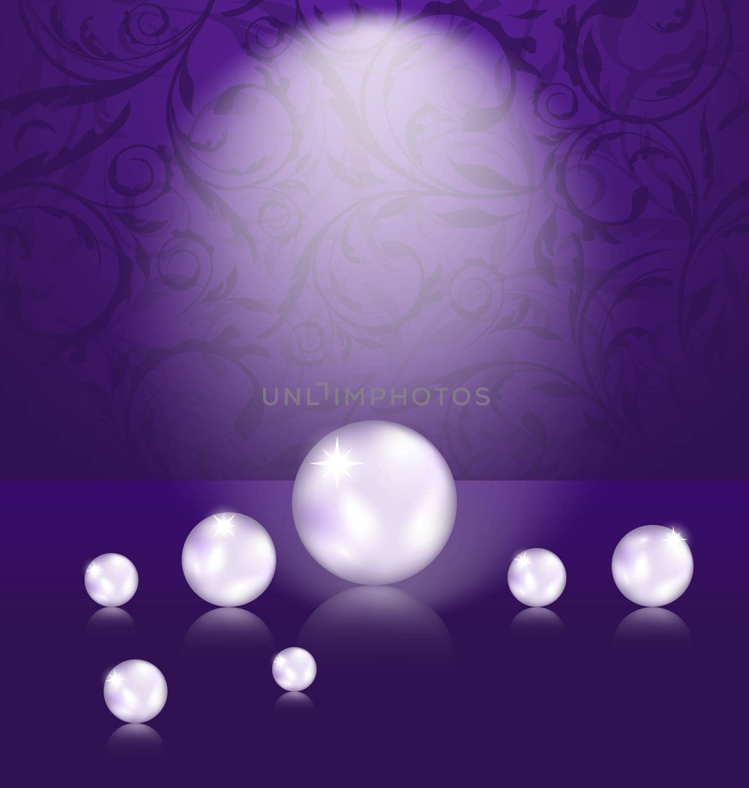 Illustration luxury dark background with pearl reflect - vector