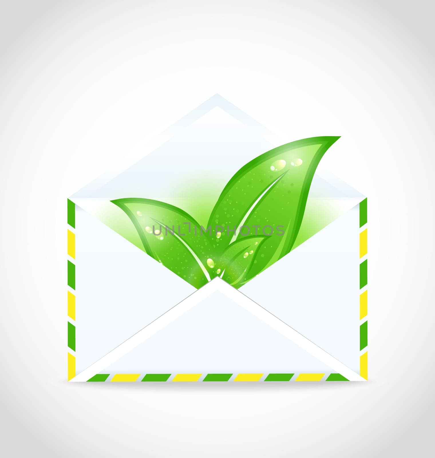 Illustration summer letter with green leaves - vector