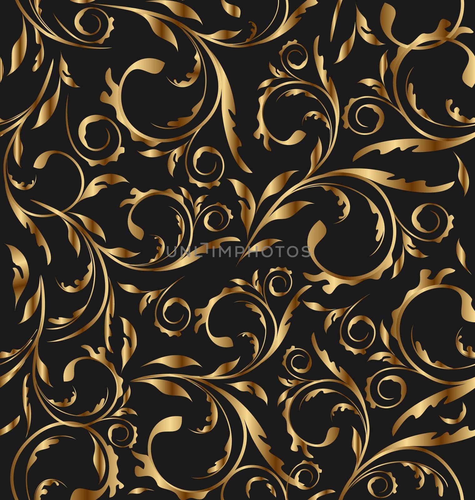 Illustration golden seamless floral background, pattern for continuous replicate - vector