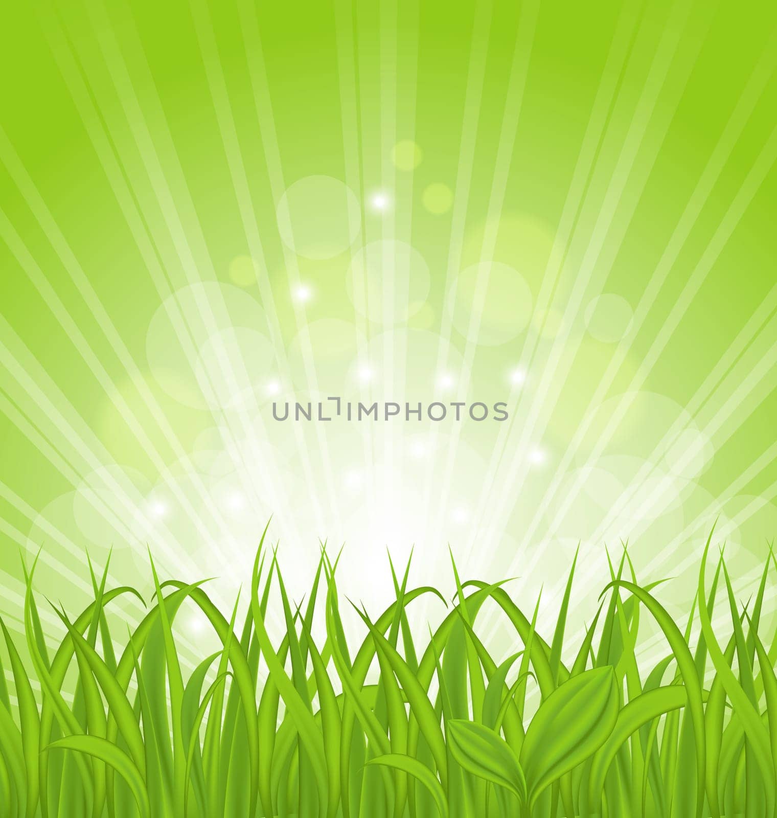Illustration spring background with green grass - vector