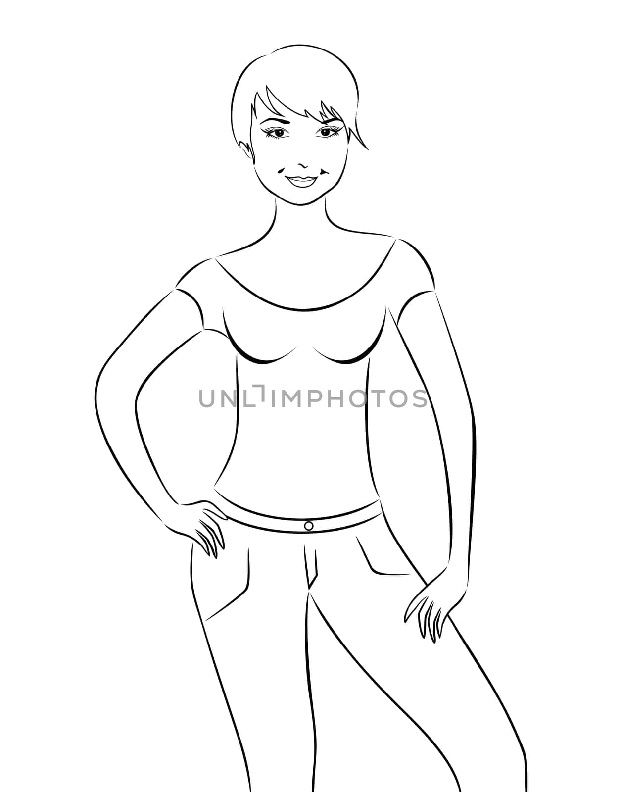 Illustration pretty girl isolated on white background - vector