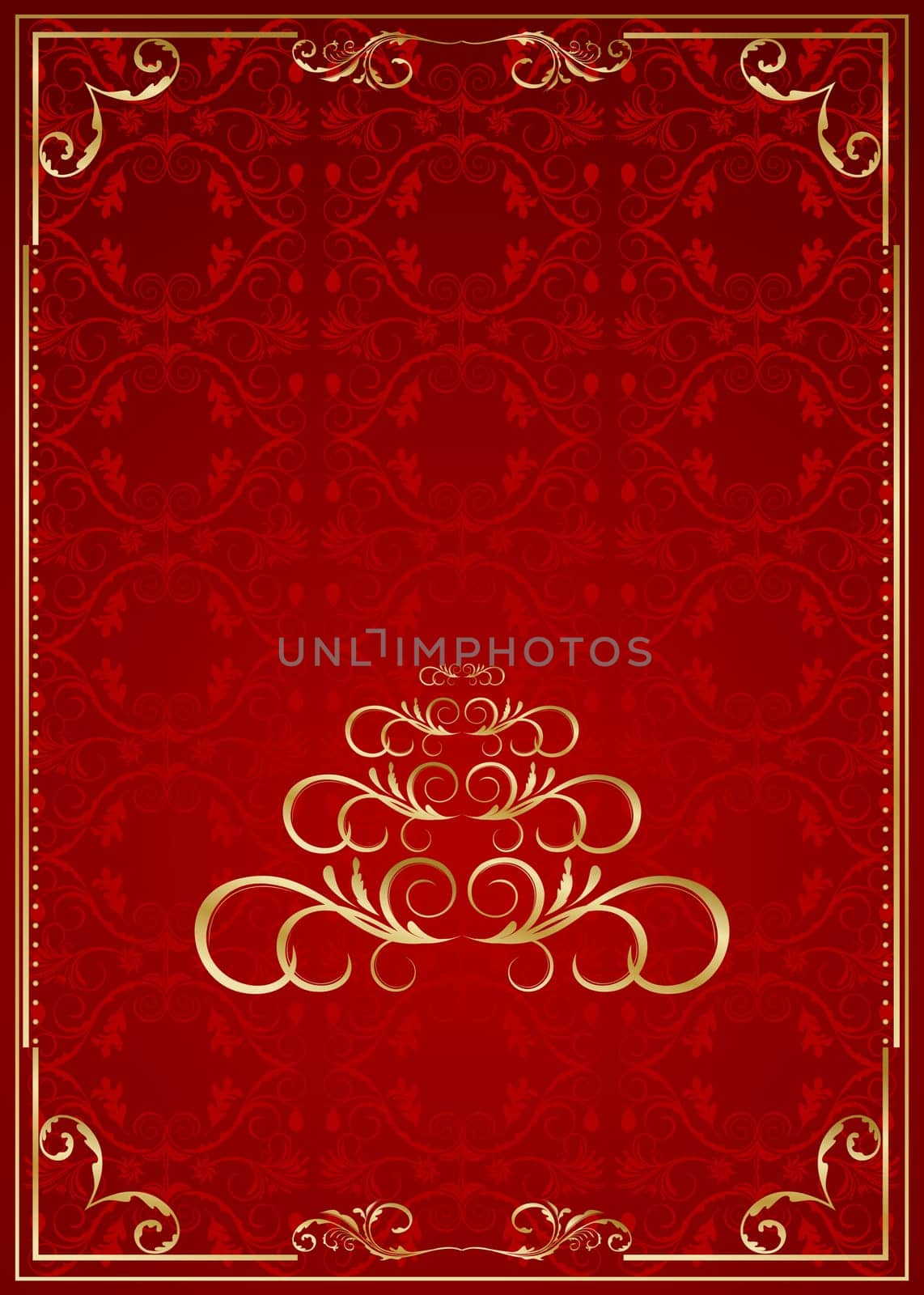Christmas ornate frame with abstract pine. Vector