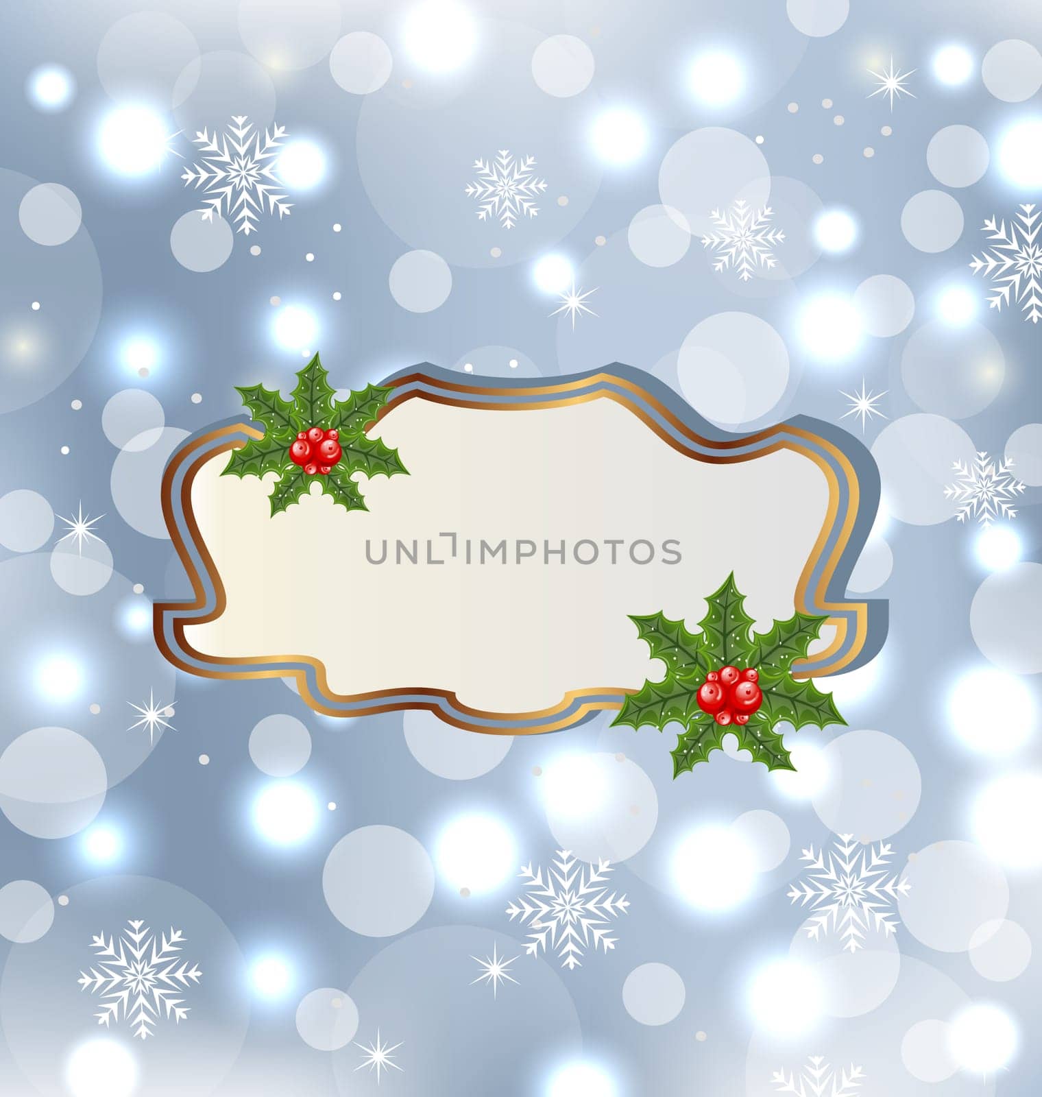 Illustration template frame with mistletoe for design christmas card - vector