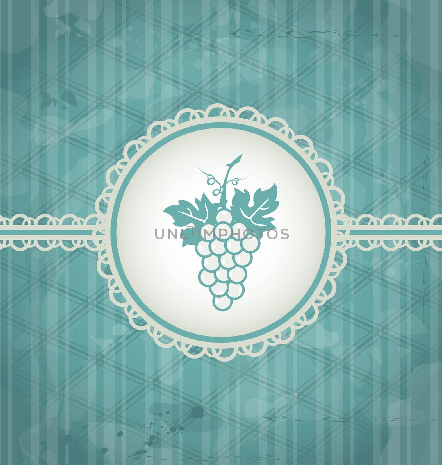 Illustration vintage background with grapevine label, grunge texture - vector