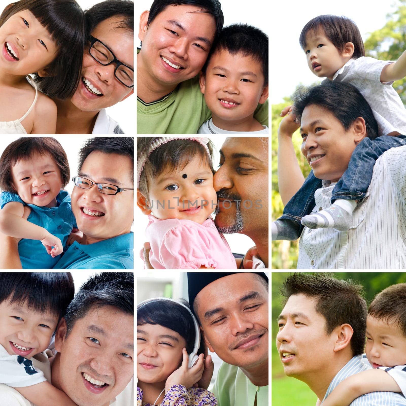 Collage photo father day concept. Diversity family generations having fun at outdoor park and living lifestyle at home. All photos belong to me.