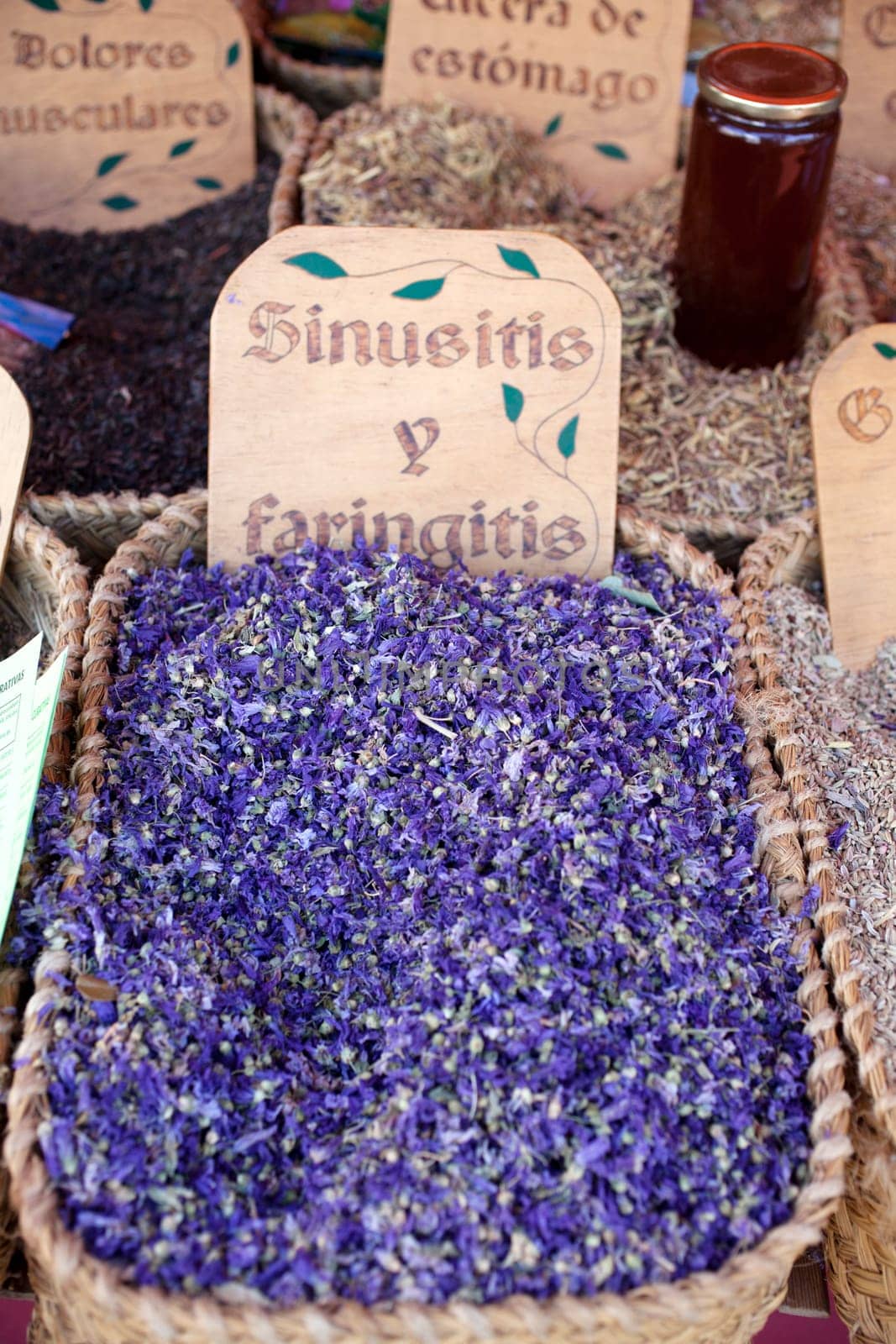 Photo of Herbs in wicker baskets