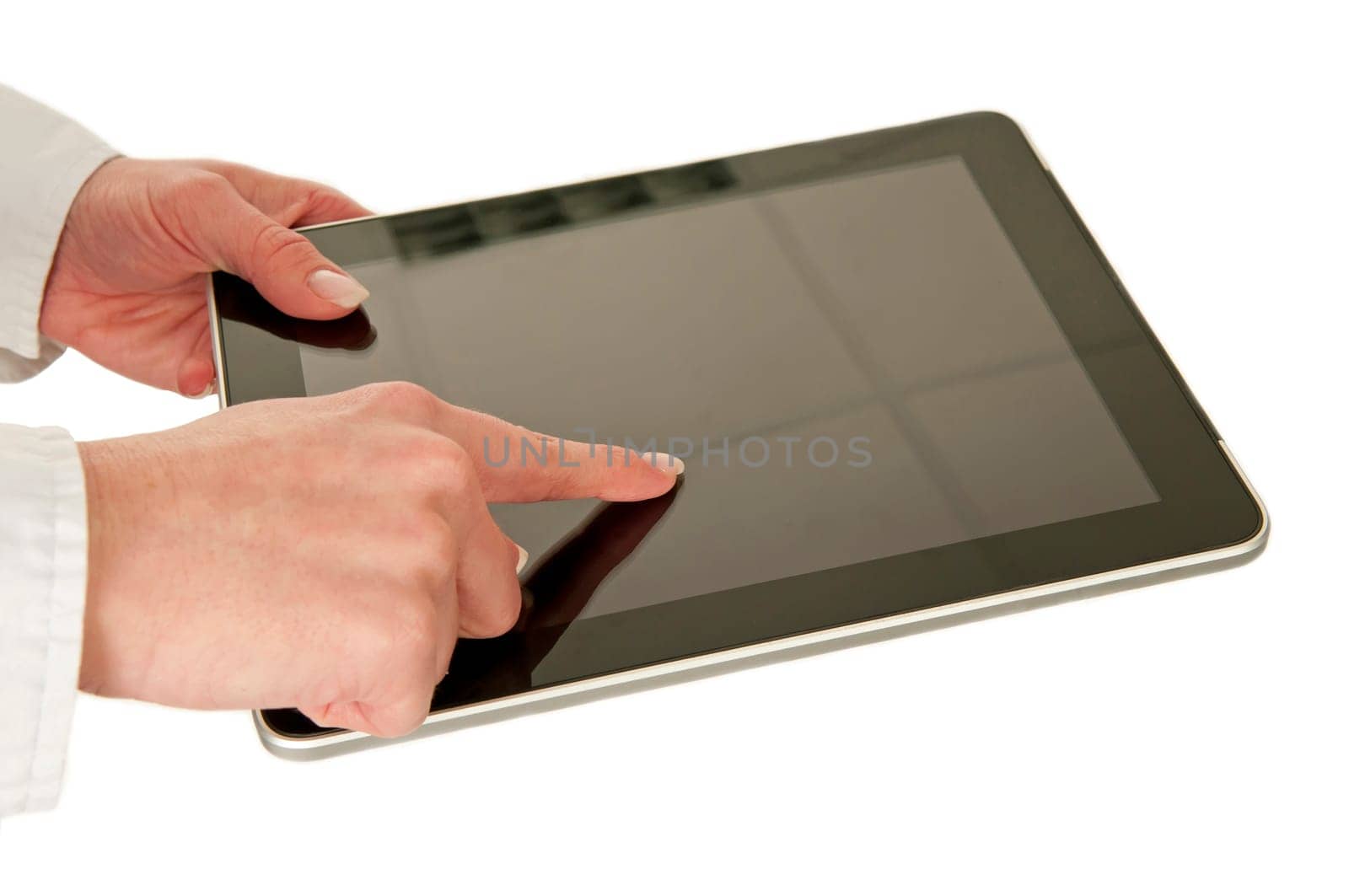 Hands and tablet pc