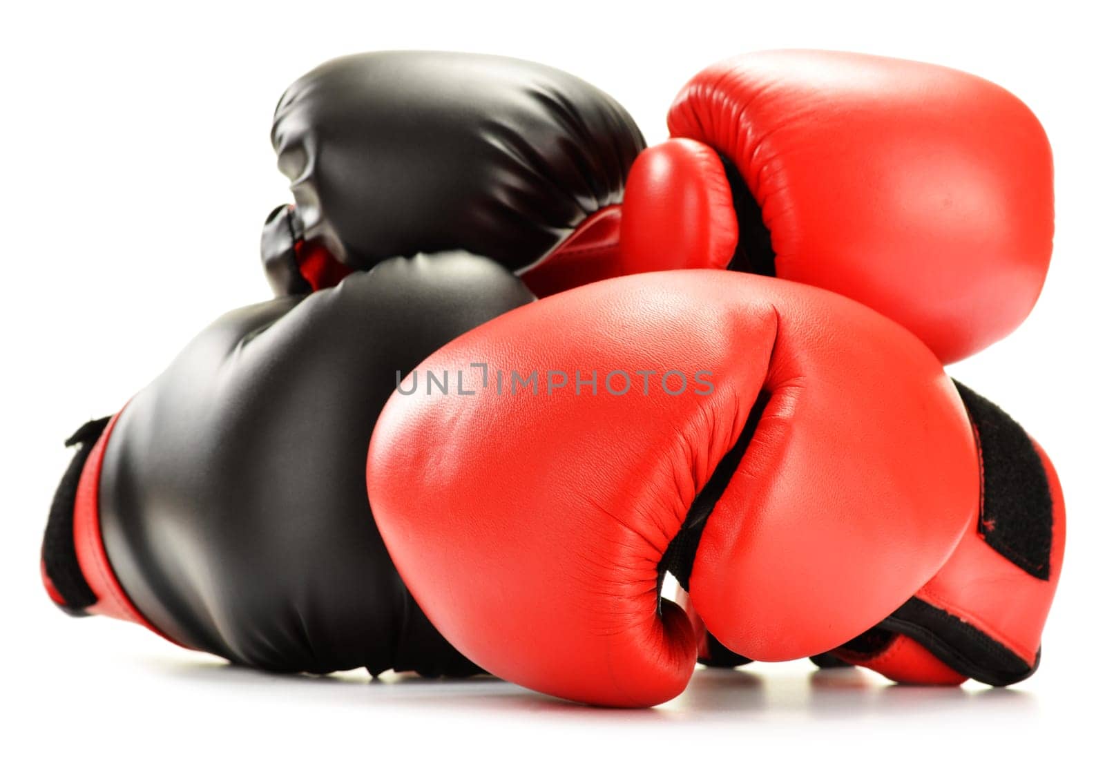 Leather boxing gloves isolated on white