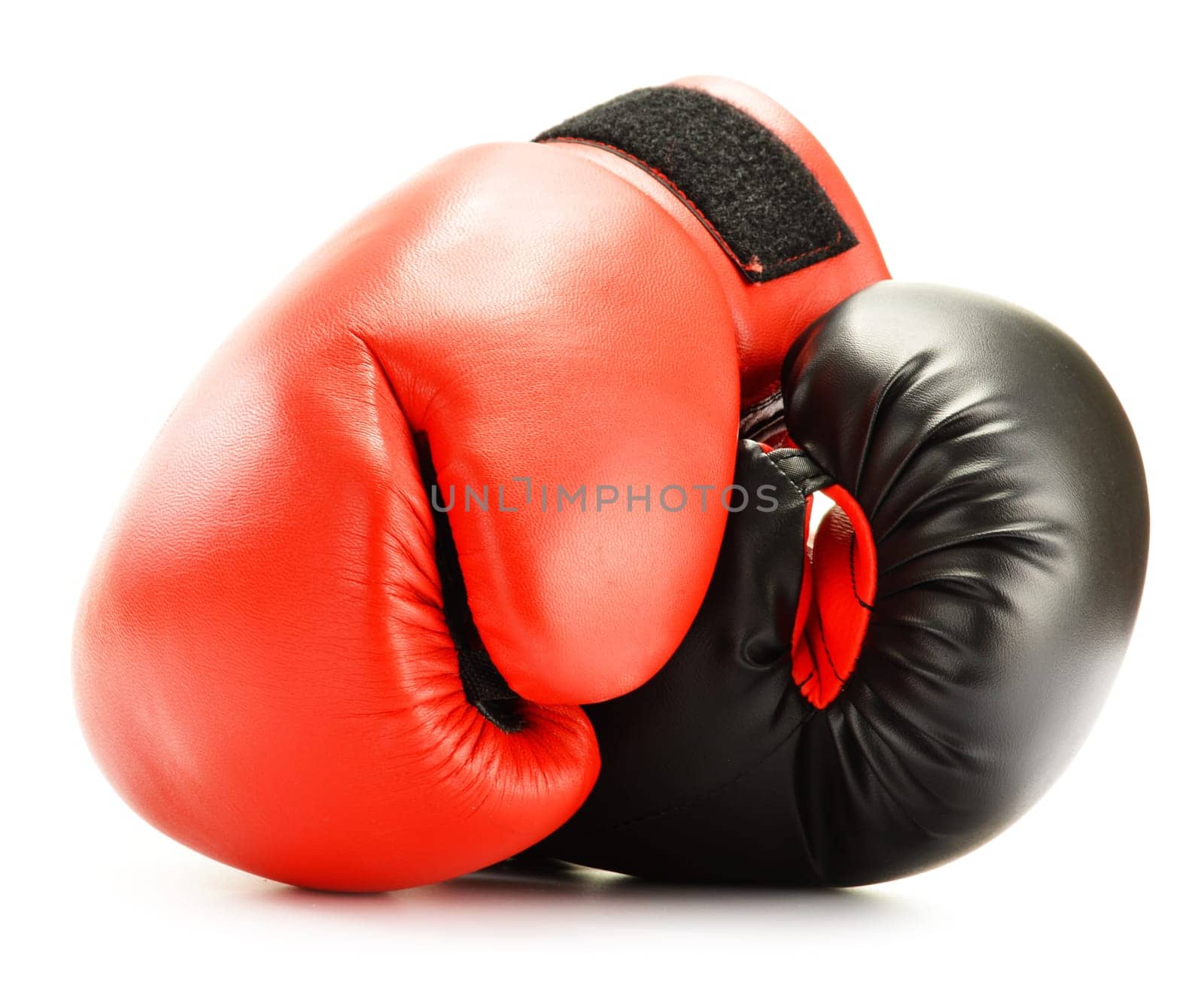 Leather boxing gloves isolated on white