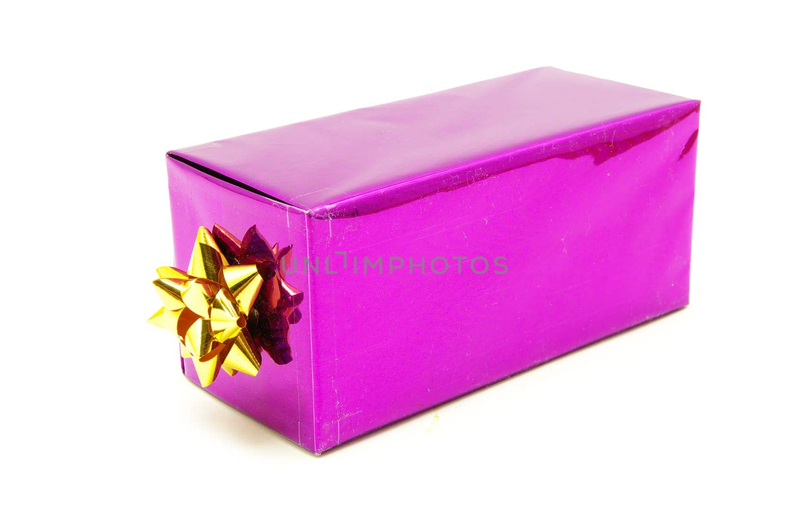 Christmas box gifts with satin bow isolated on white background