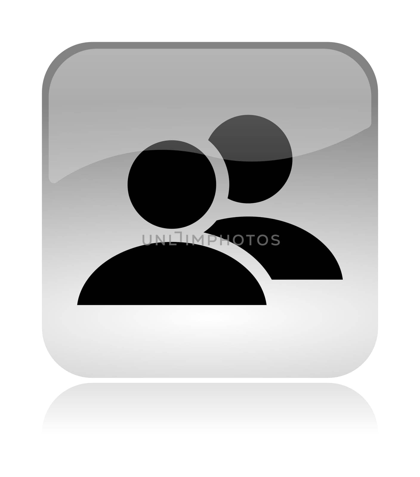 Group users white, transparent and glossy web interface icon with reflection