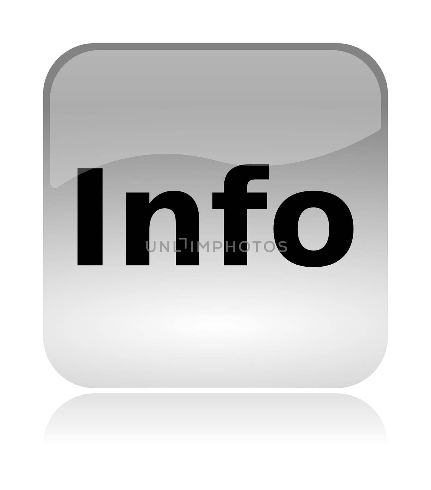 Information, info, white, transparent and glossy web interface icon with reflection