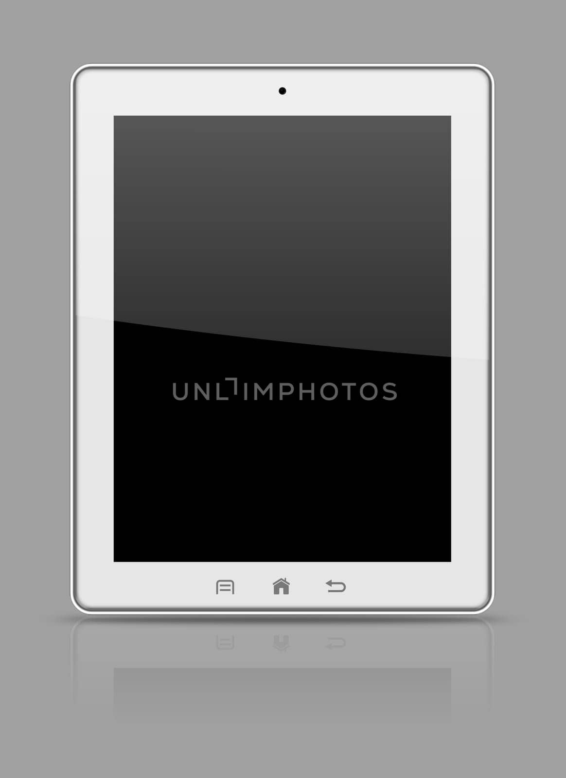 White tablet pc on gray background illustration