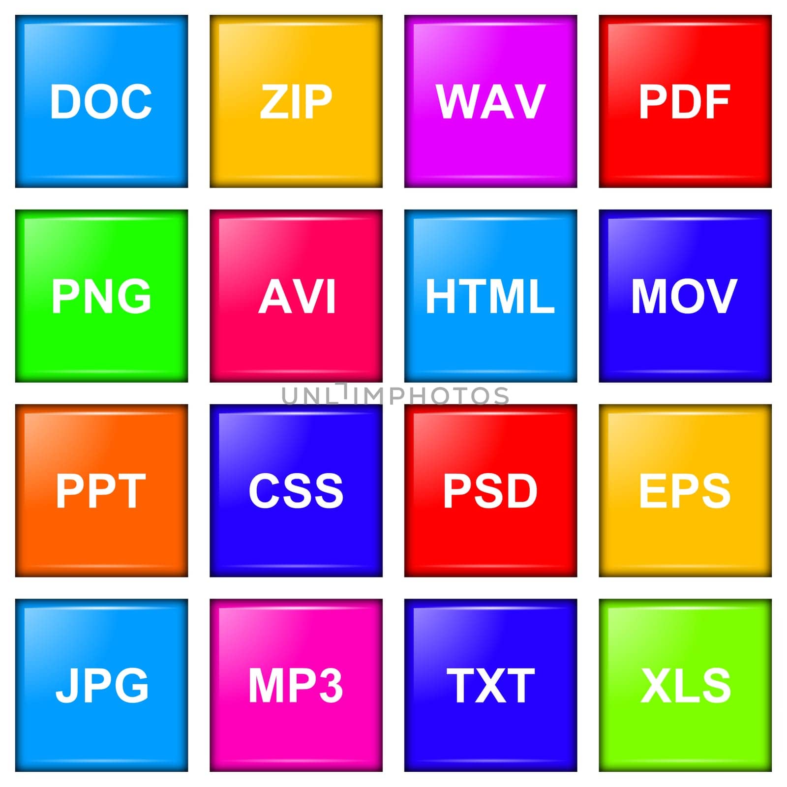 File extension colorful icon series illustration