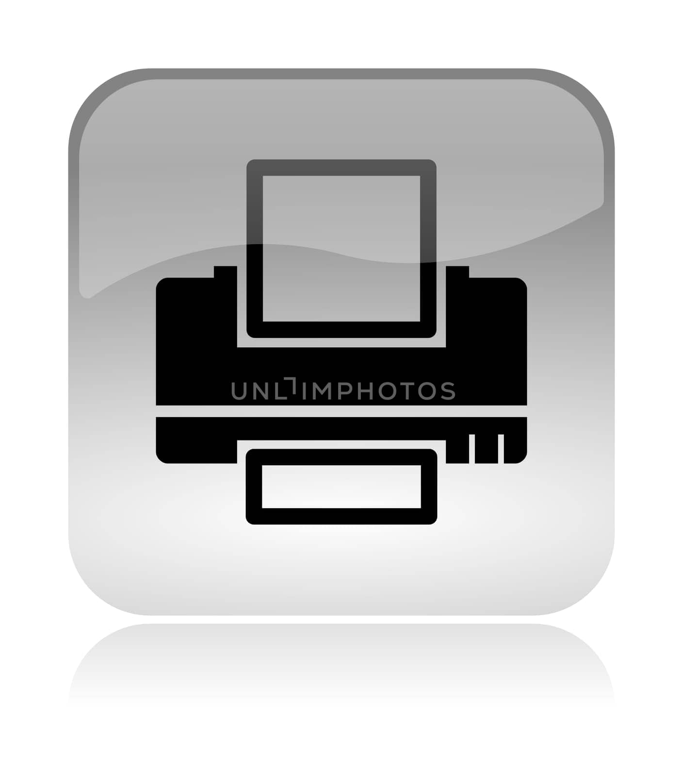 Printer white, transparent and glossy web interface icon with reflection