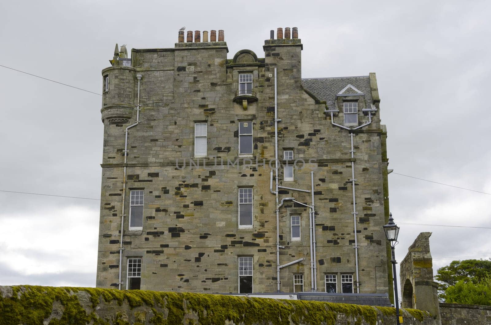 Scottish house with outdoor sewage pipes