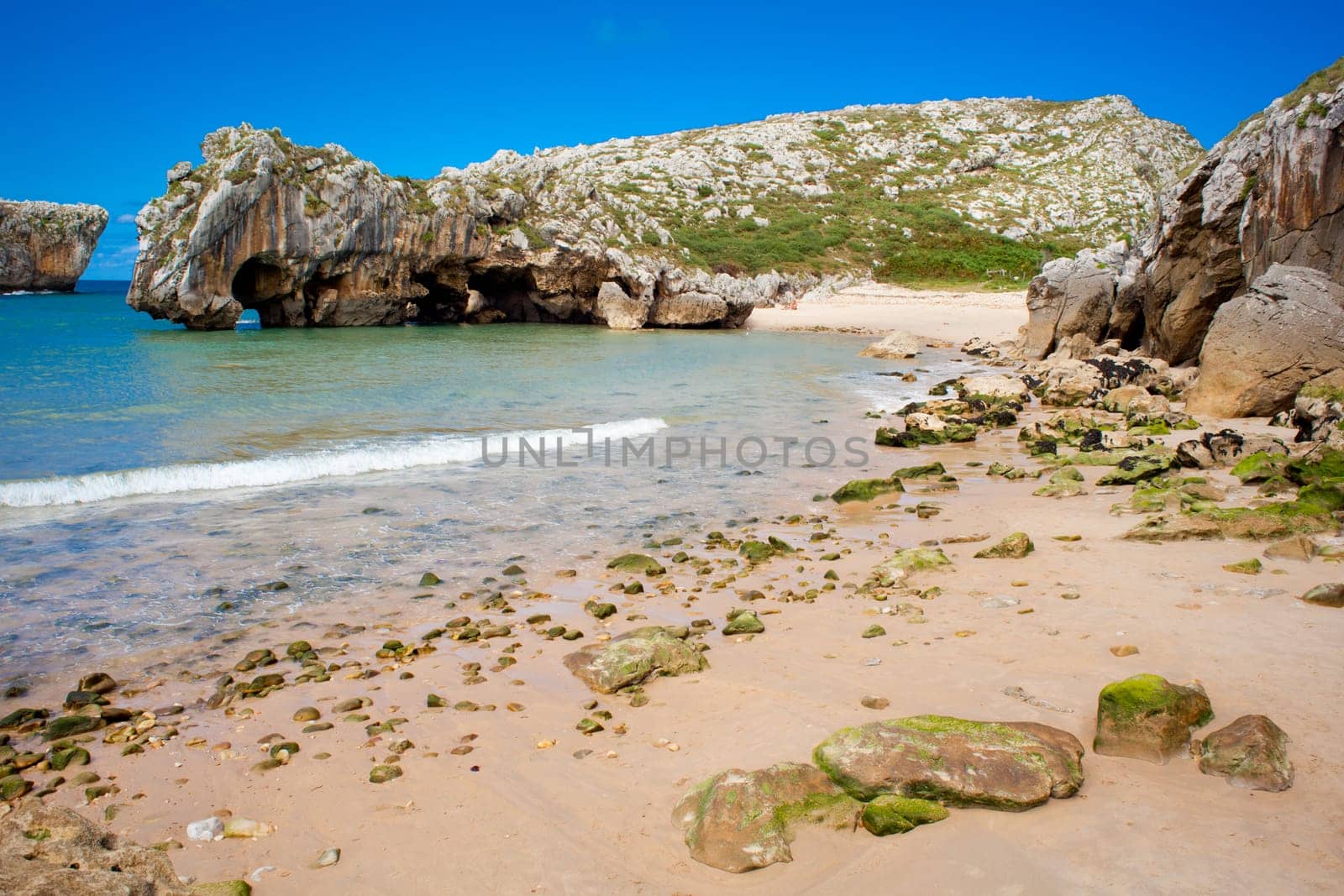 Beach of Cuevas del Mar, Nueva de Llanes - Asturias in Spain