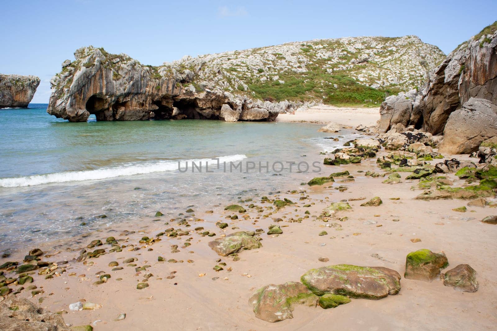 Beach of Cuevas del Mar, Nueva de Llanes - Asturias in Spain