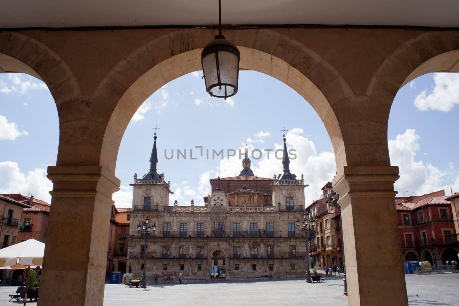 View of Plaza Mayor in Leon, Spain