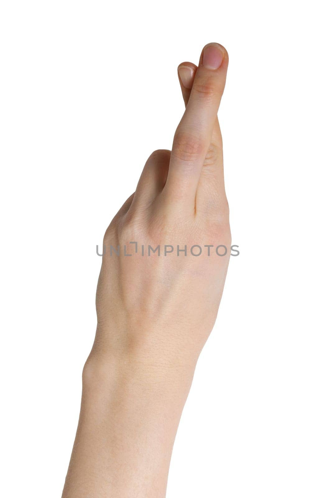 one hand crossing its fingers as cross your fingers gesture