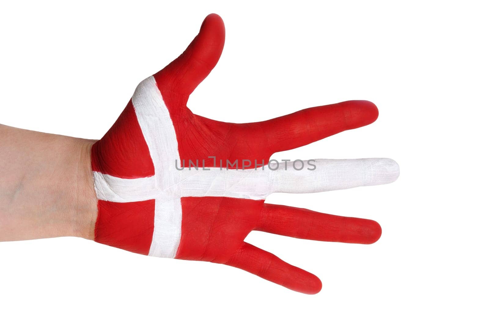 a hand painted in the colors of denmark