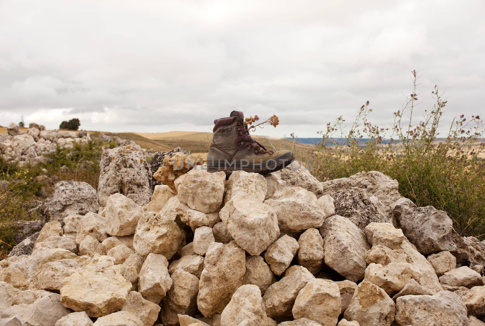 Worn Boot on the cairn, way of St. James