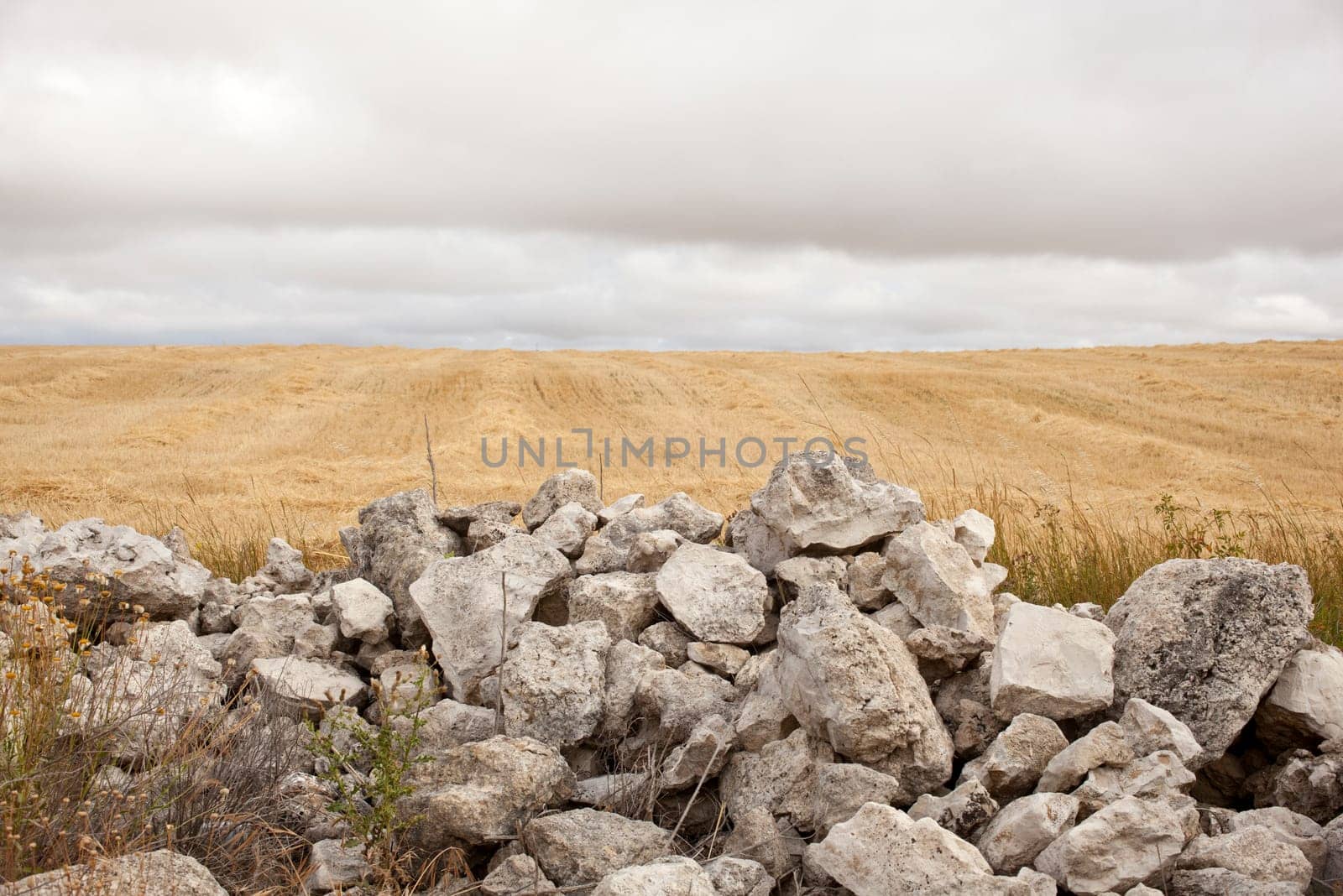 Stonewall in cloudy spanish countryside
