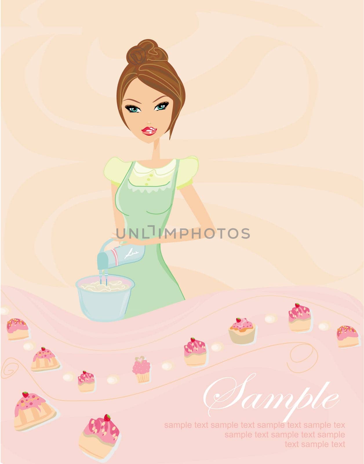 Beautiful lady cooking in the kitchen