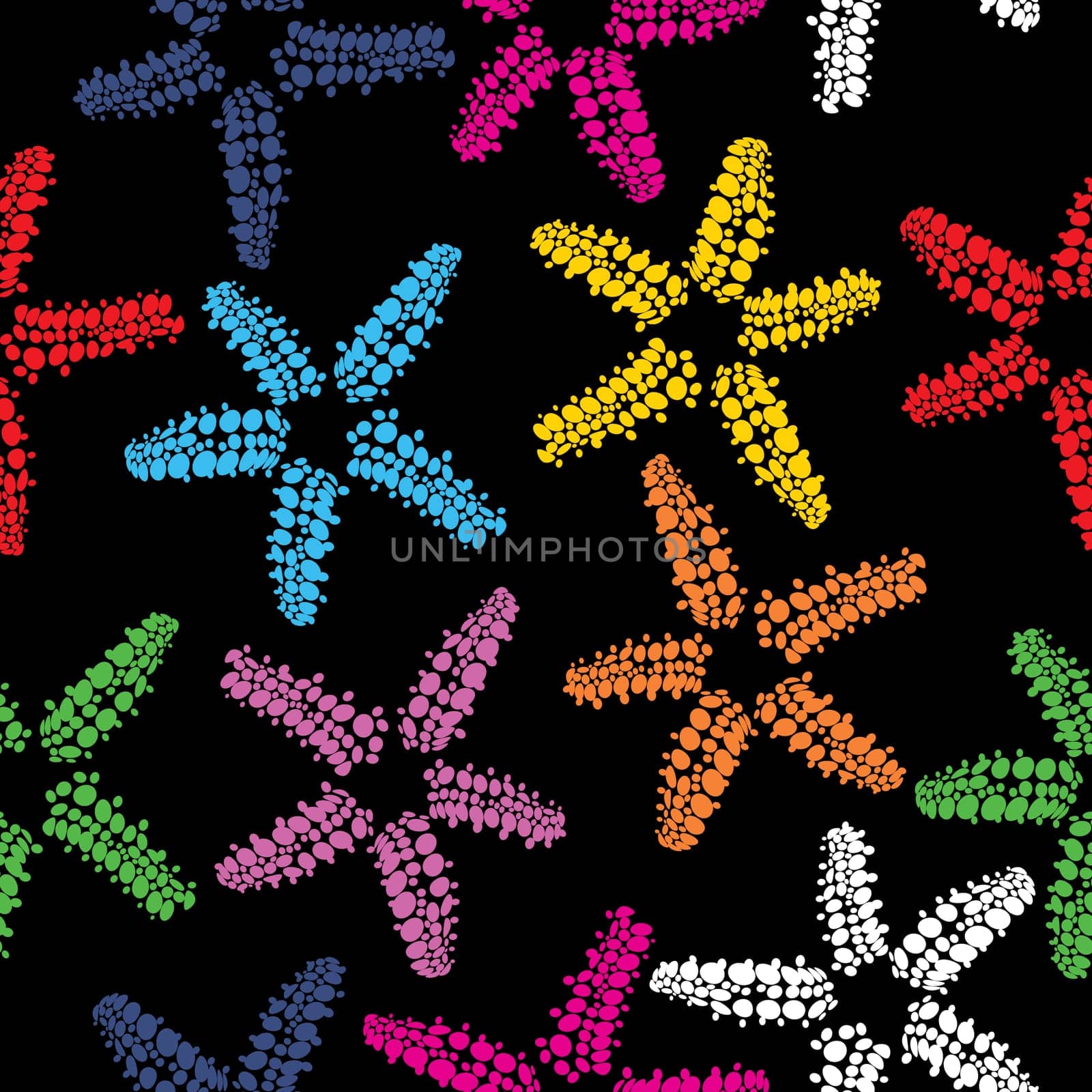 Seamless starfish pattern in colors.