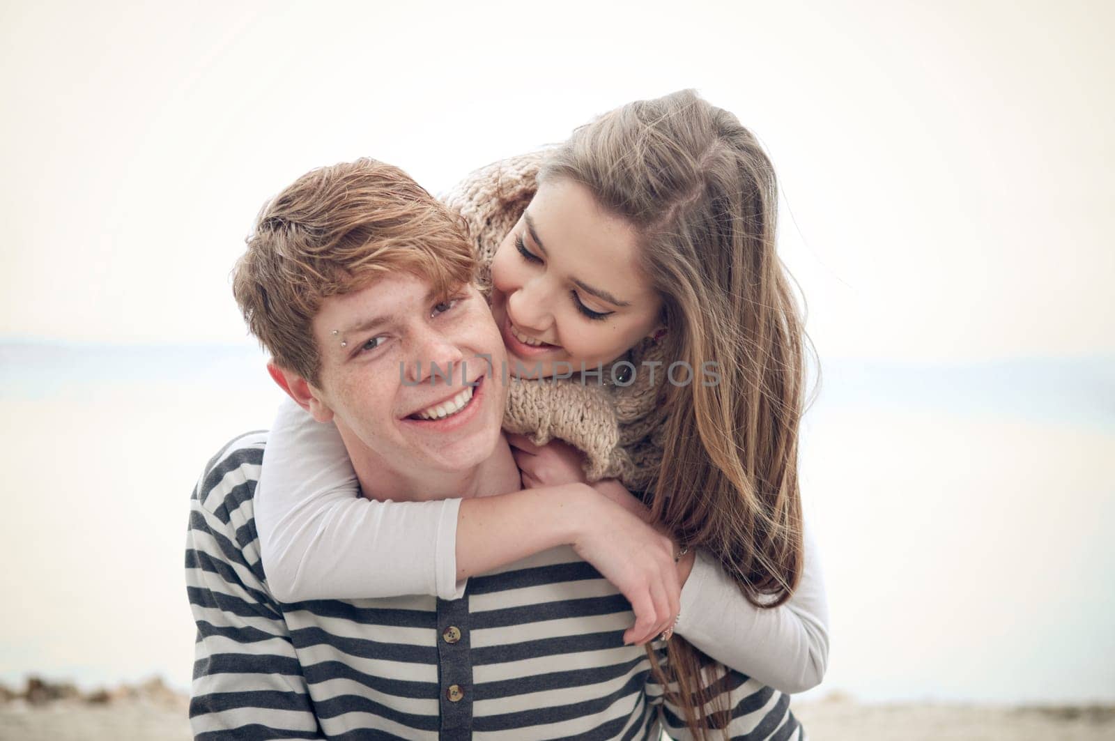 Happy teenage couple in love