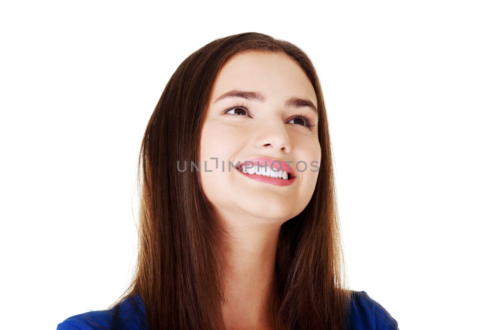 Happy student woman , isoalted on white background