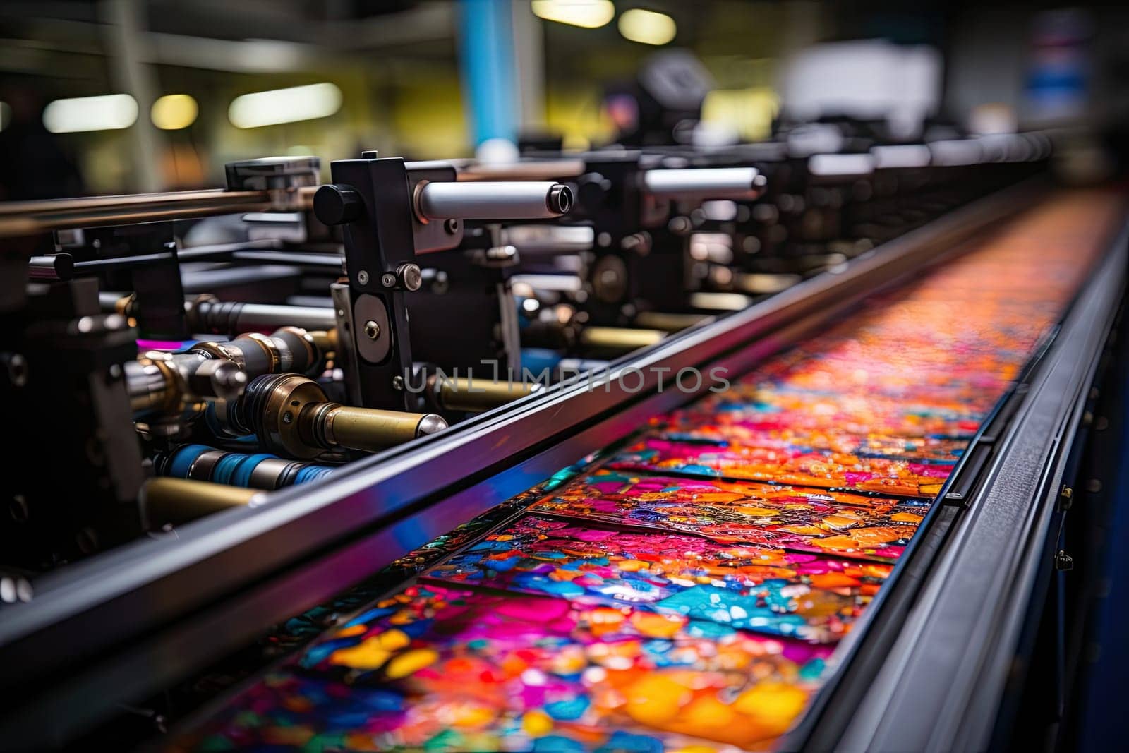 a row of embroidered linens on a machine by golibtolibov