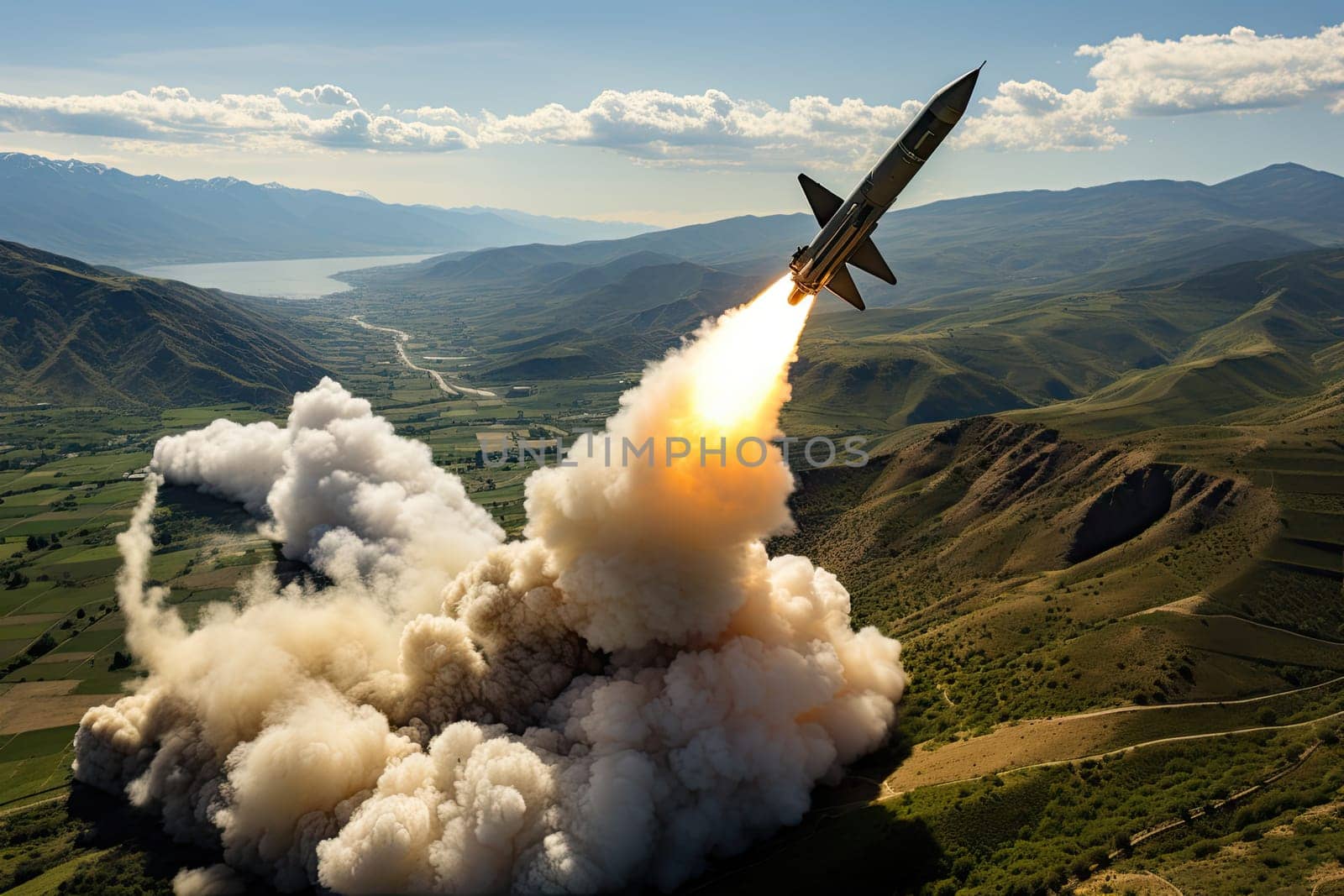 a fighter jet flying through the air with a fire by golibtolibov