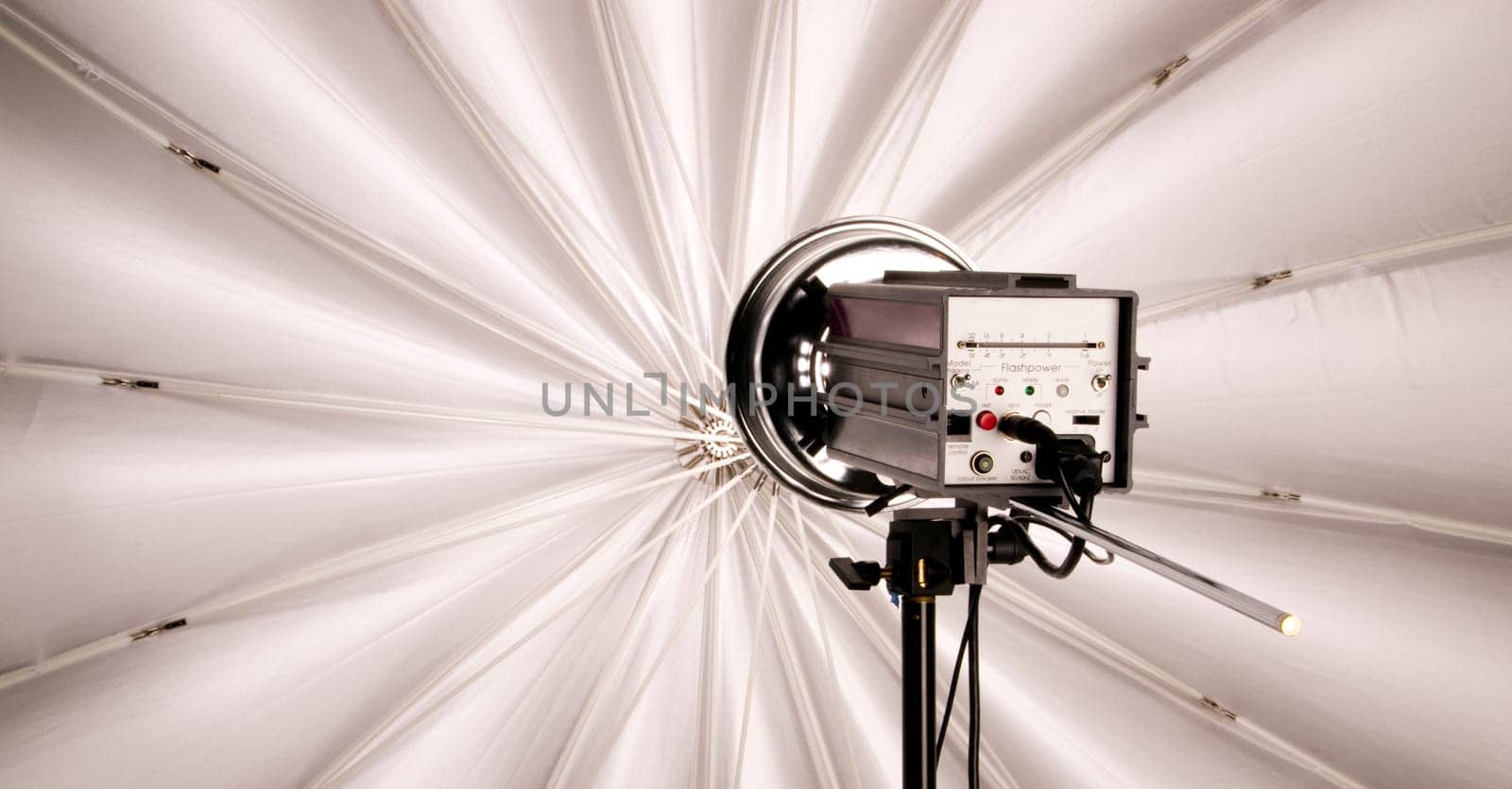 Hi Wattage Flash Head Lights up Large Studio Umbrella