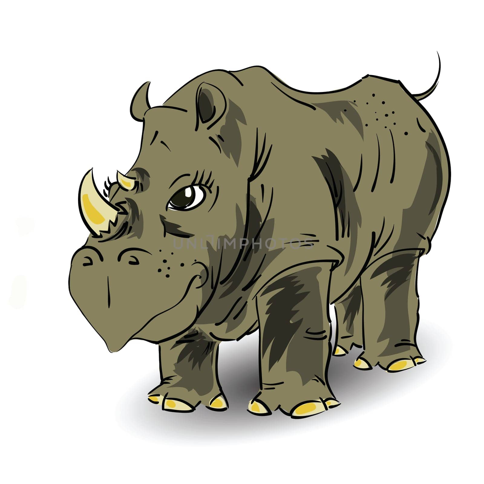 colorful illustration with large rhino  for your design