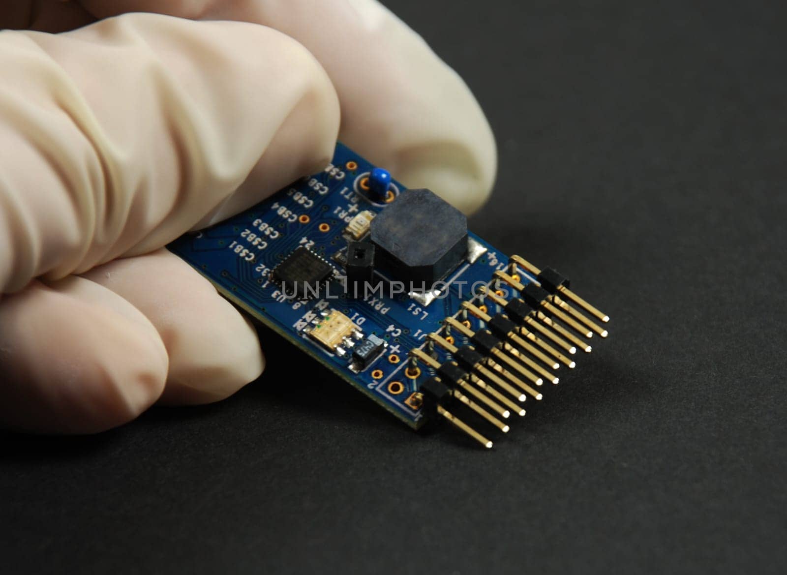 electronic components and semiconductors mounted on printed circuit board