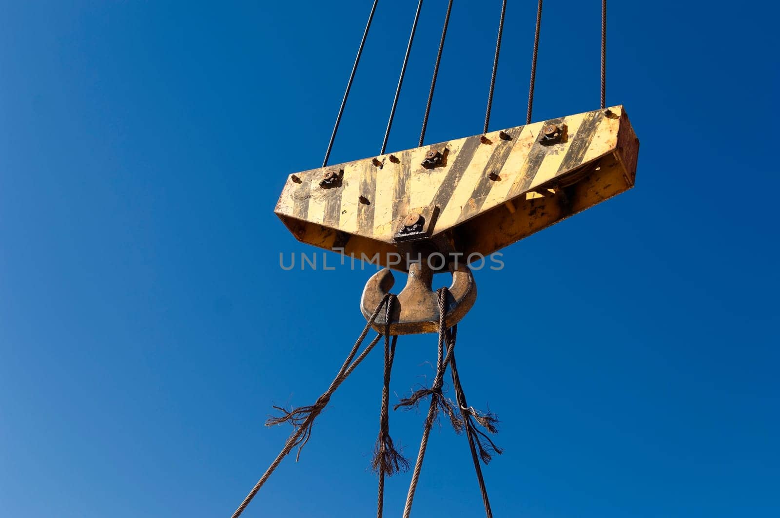 Detail of an industrial heavy-duty pulley