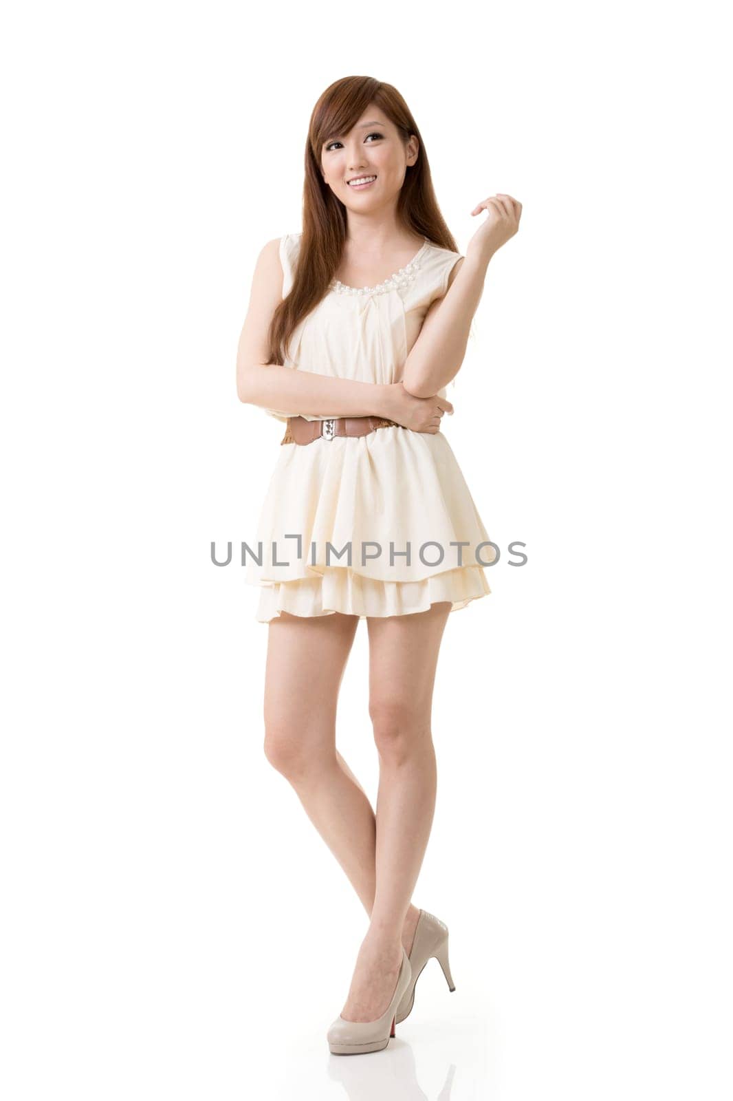 Asian beauty, full length portrait isolated on white background.