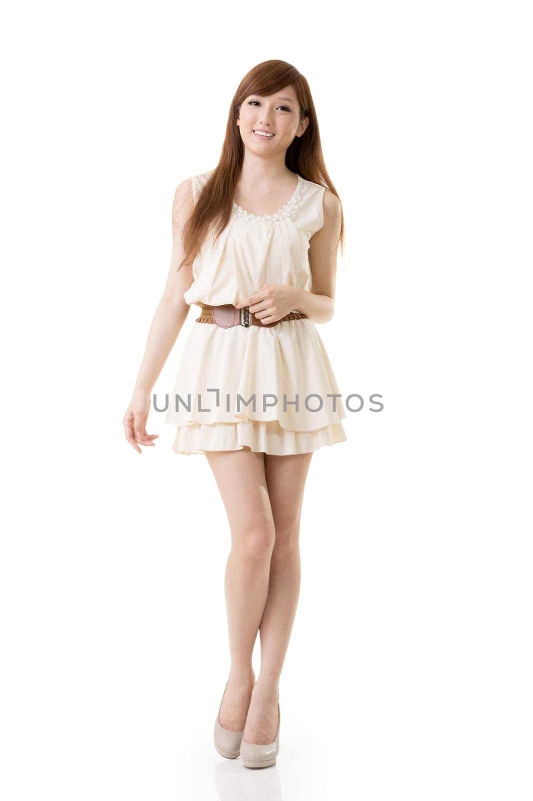 Asian beauty, full length portrait isolated on white background.
