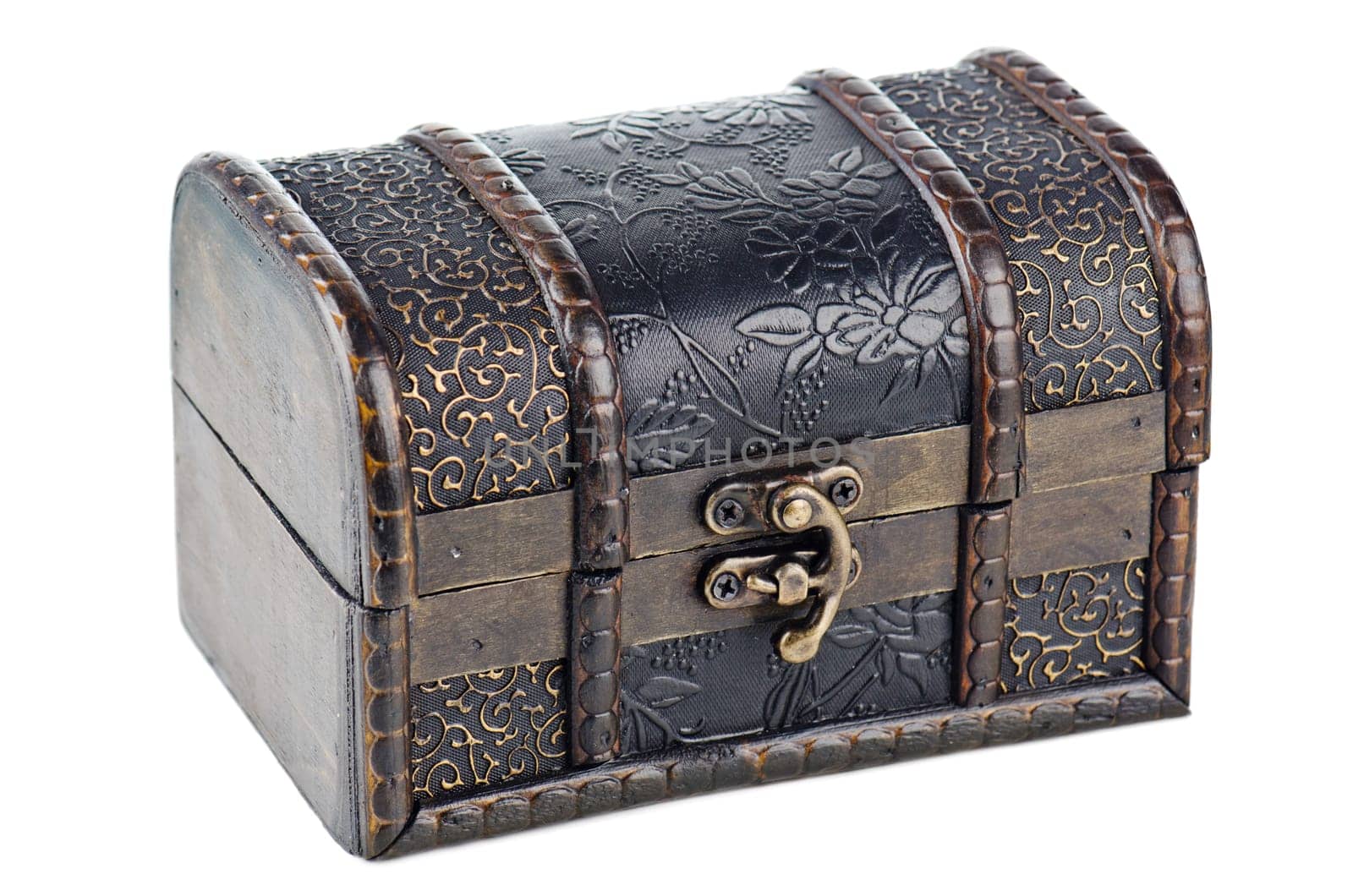vintage wooden chest over white