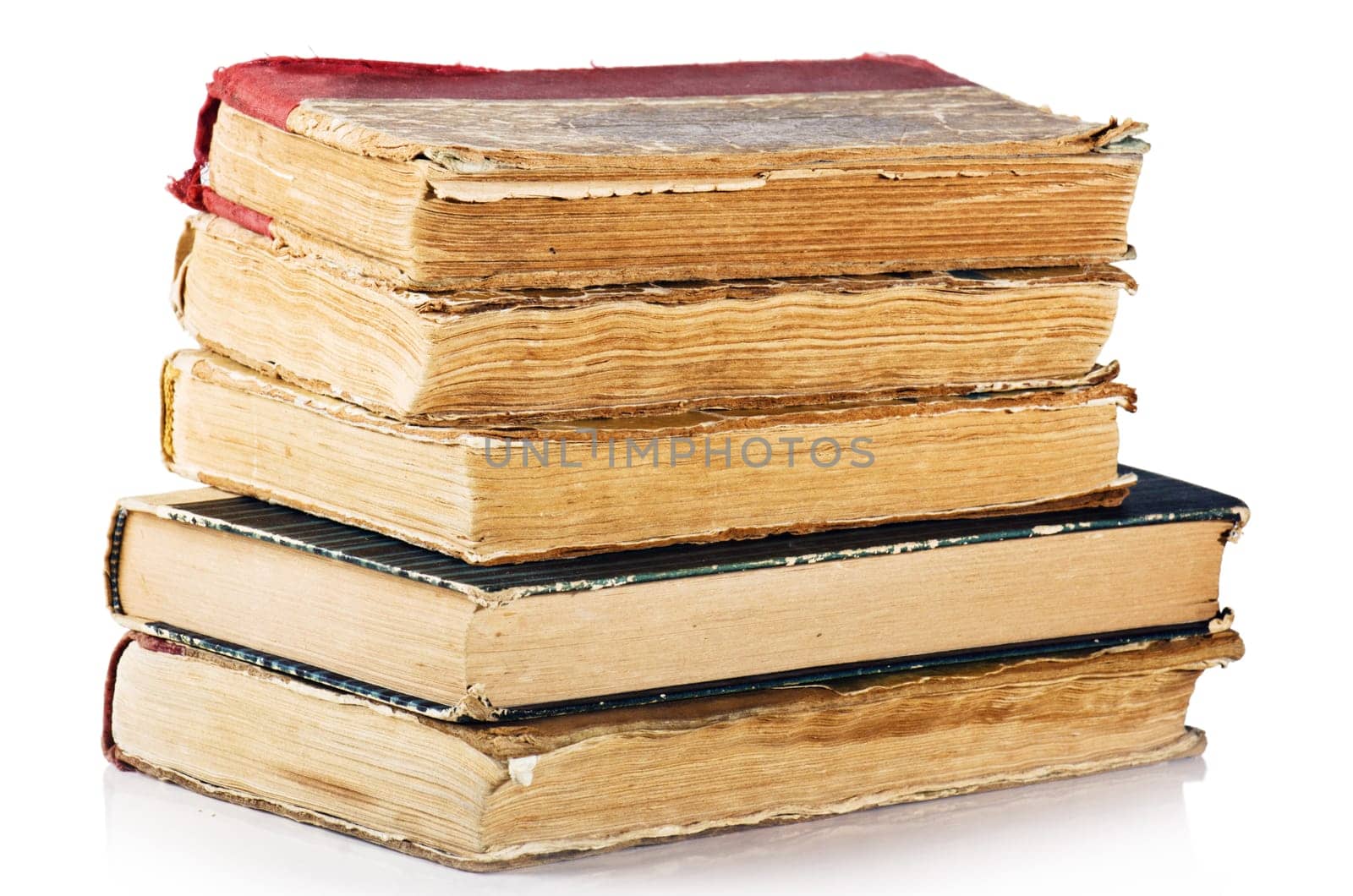 pile of old books, isolated on white