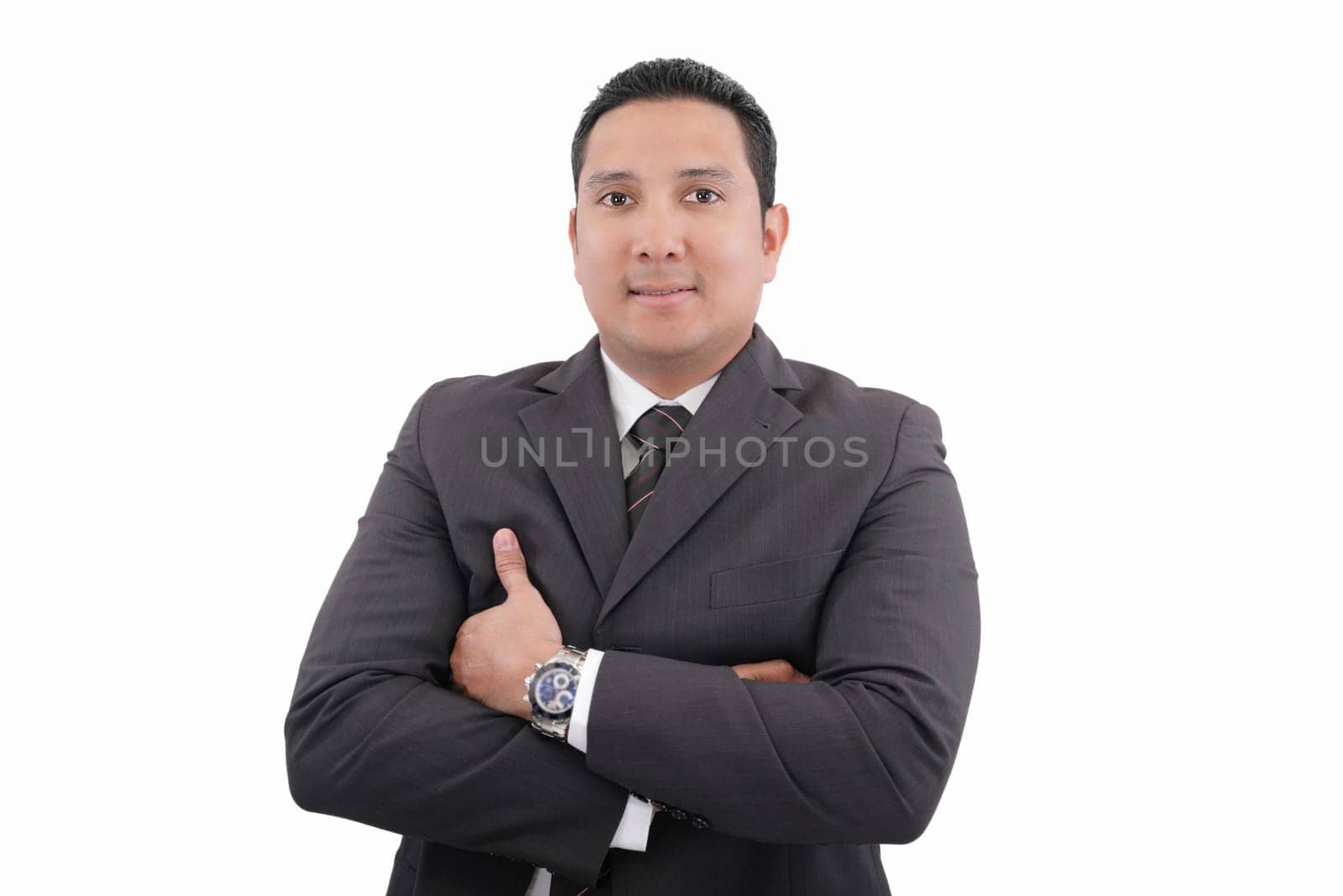 Portrait of a business man isolated on white background. Studio shot.
