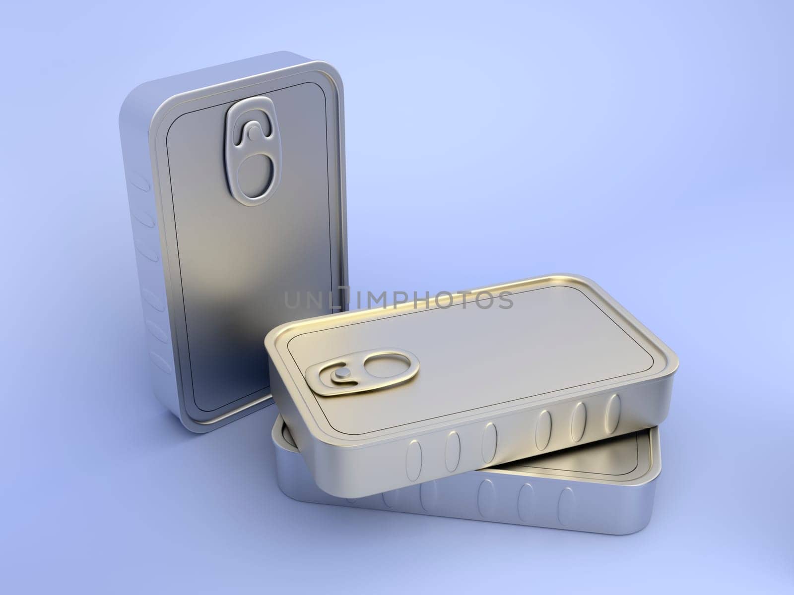 Tin cans on blue background
